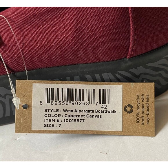 Toms Shoes Women's Size 7 Cabernet Canvas Alpargata Boardwalk NWT 🤩 HOST PICK! - Picture 6 of 14